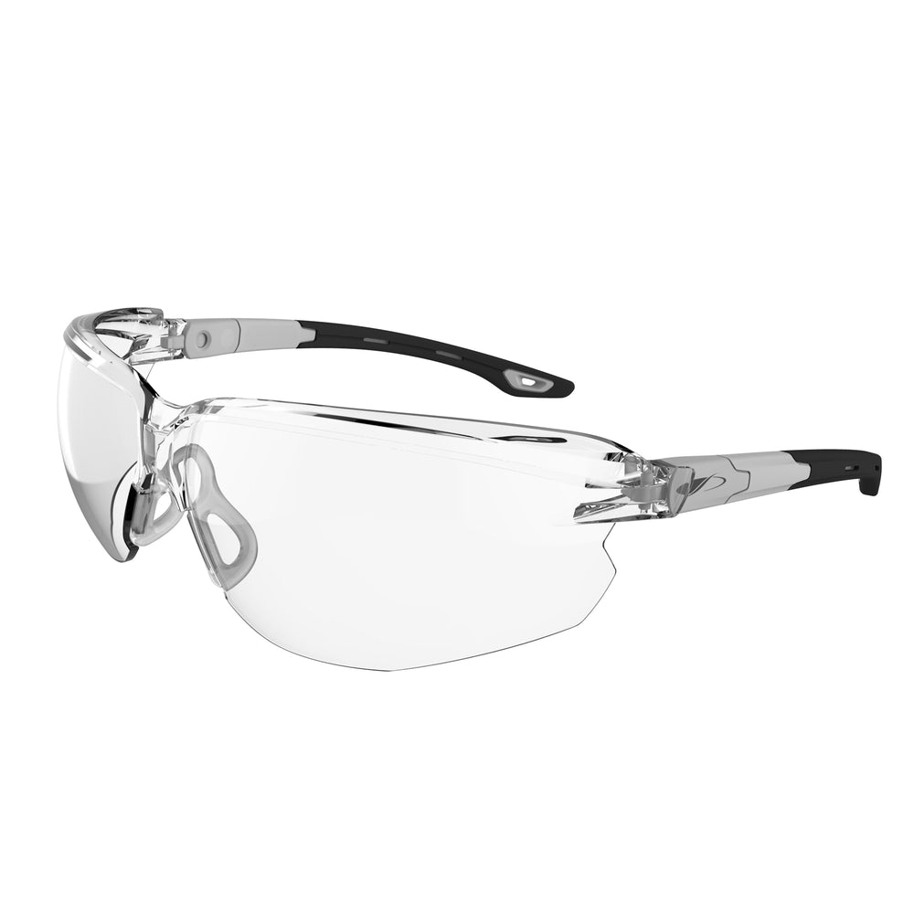 Seez™ Premium Safety Specs - Clear K&N Anti-scratch/Anti-mist Lenses - Black/Grey Frames