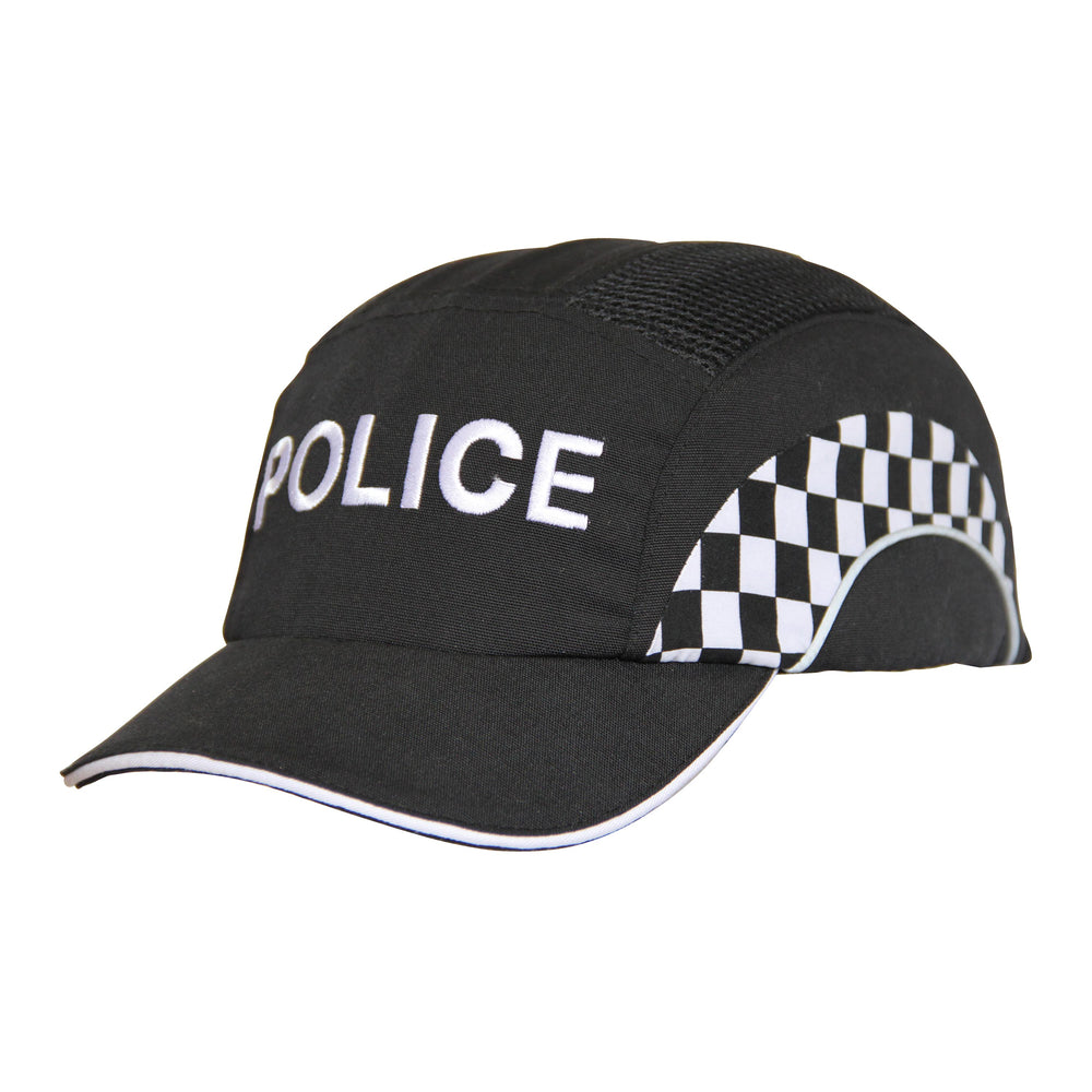 Hardcap™ A1+ Bump Cap - 7cm Peak - Black / Police Curved Check