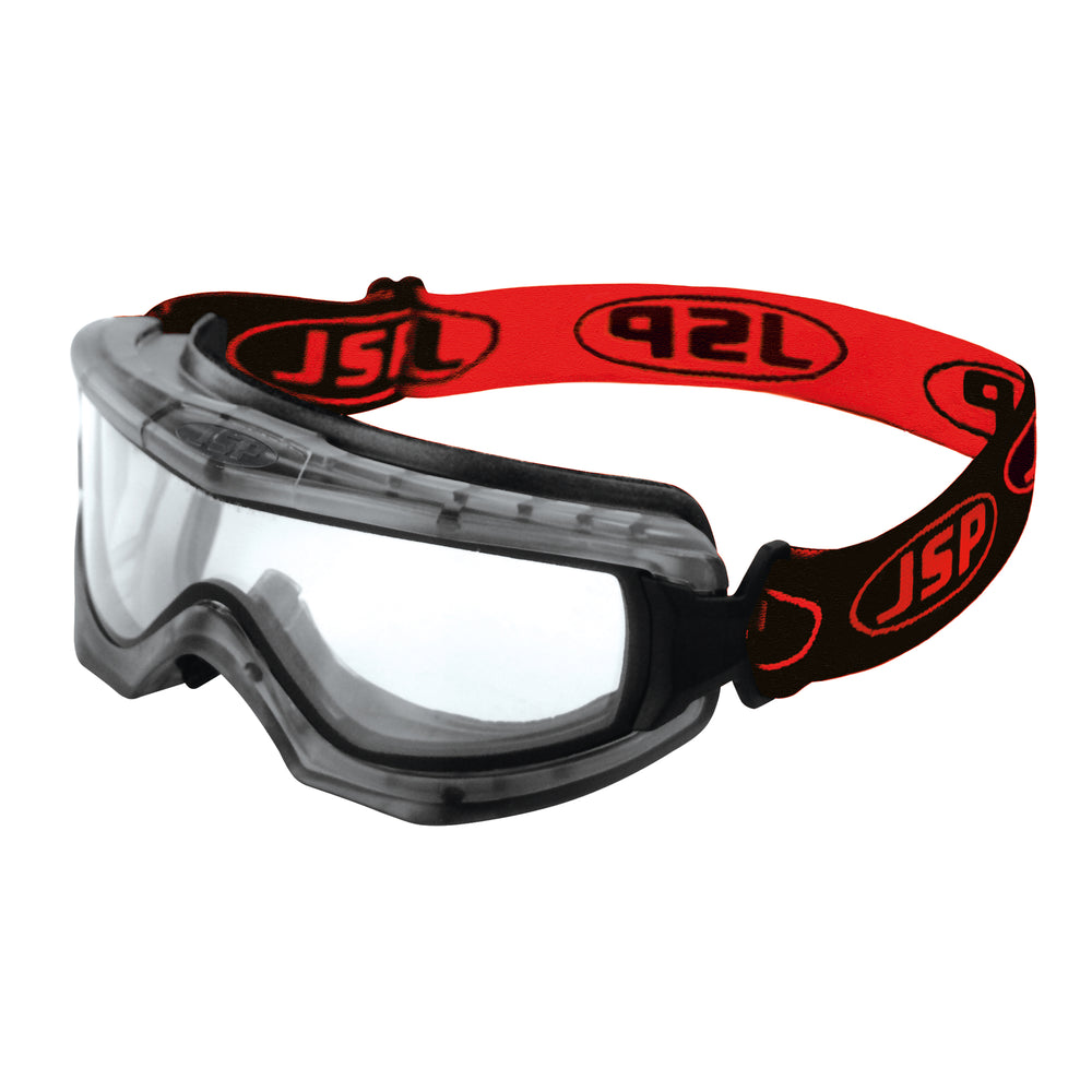 EVO® Double Lens Safety Goggles - Clear Anti-scratch/Anti-mist Lens - Black / Red Strap