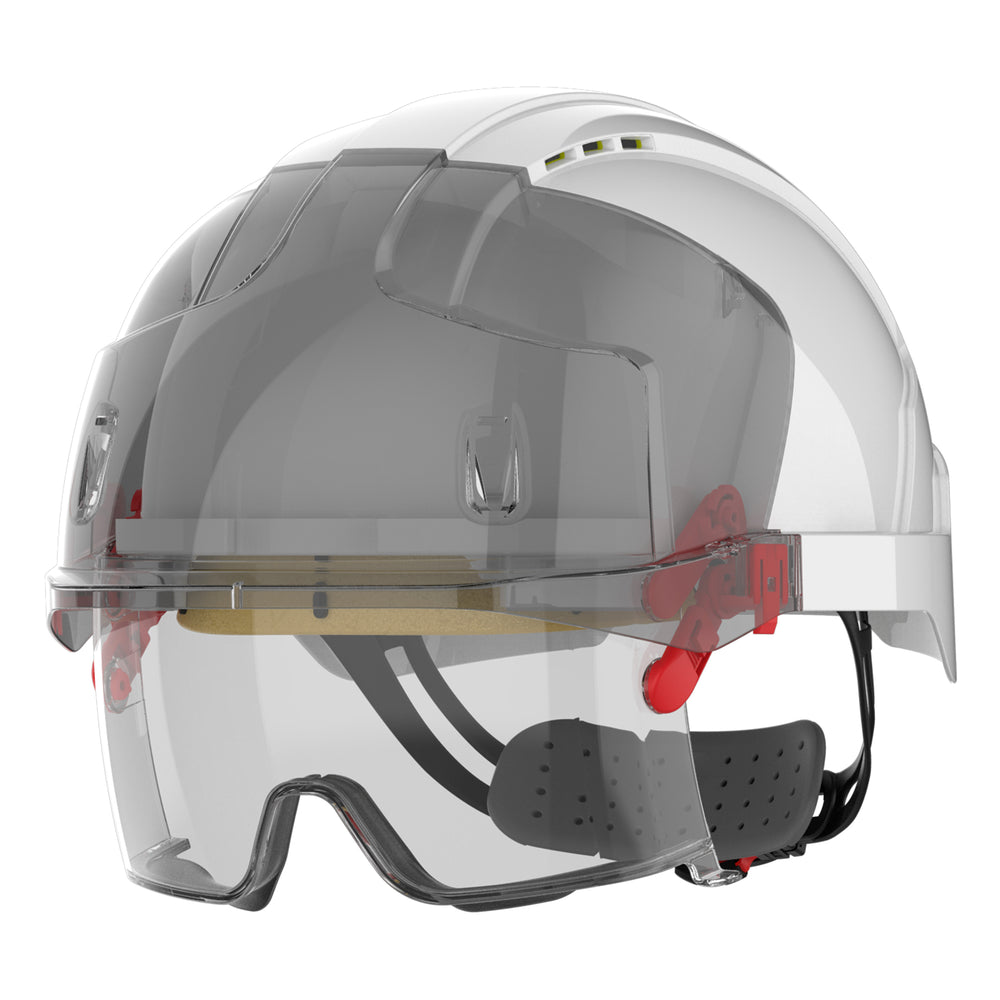 EVO® VISTAlens® Safety Helmet with Integrated Eyewear - Vented - White / Smoke