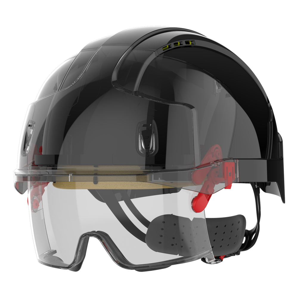 EVO® VISTAlens® Safety Helmet with Integrated Eyewear - Vented - Black / Smoke