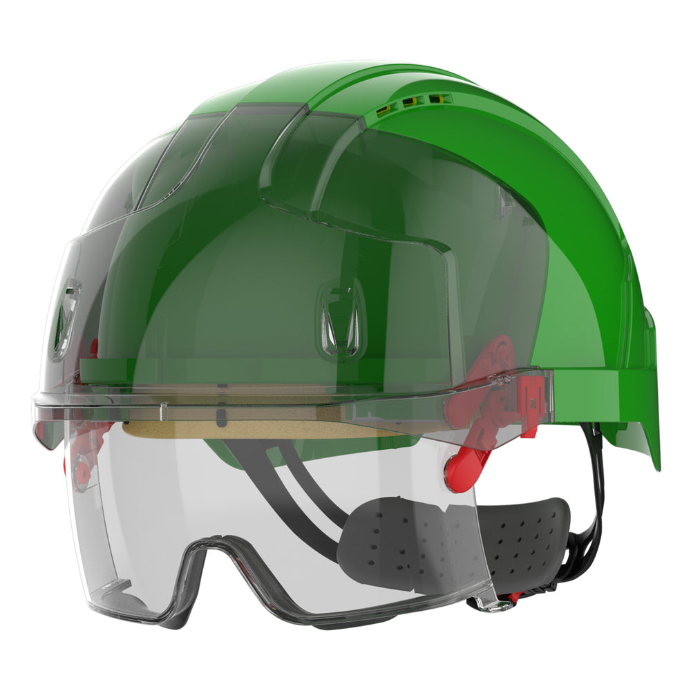 EVO® VISTAlens® Safety Helmet with Integrated Eyewear - Vented - Green / Smoke