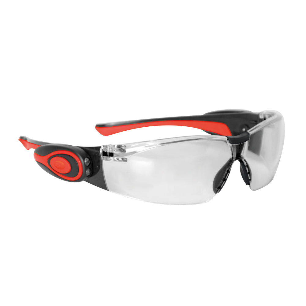 Stealth™ 8000 Safety Specs - Clear K&N Anti-scratch/Anti-mist Lenses - LED Temples