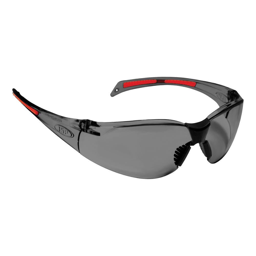 Stealth™ 8000 Safety Specs - Smoke Anti-scratch Lenses - Black / Red Frames