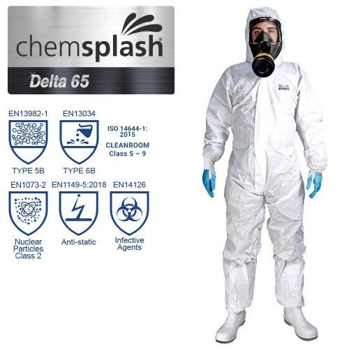 Chemsplash Delta 65 Coverall - Type 5B/6B - White (Case of 25 units) | Northyard Safety