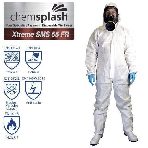 Chemsplash Xtreme SMS 55 Flame Retardant Coverall Type 5/6 (Case of 25 units) | Northyard Safety