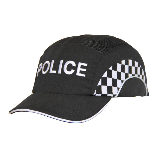 Hardcap™ A1+ Bump Cap - 7cm Peak - Black / Police Curved Check