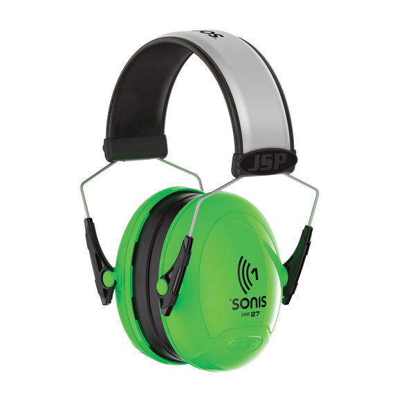 Sonis®1 Adjustable Extra Visibility Ear Defenders 27dB SNR - Bright Green