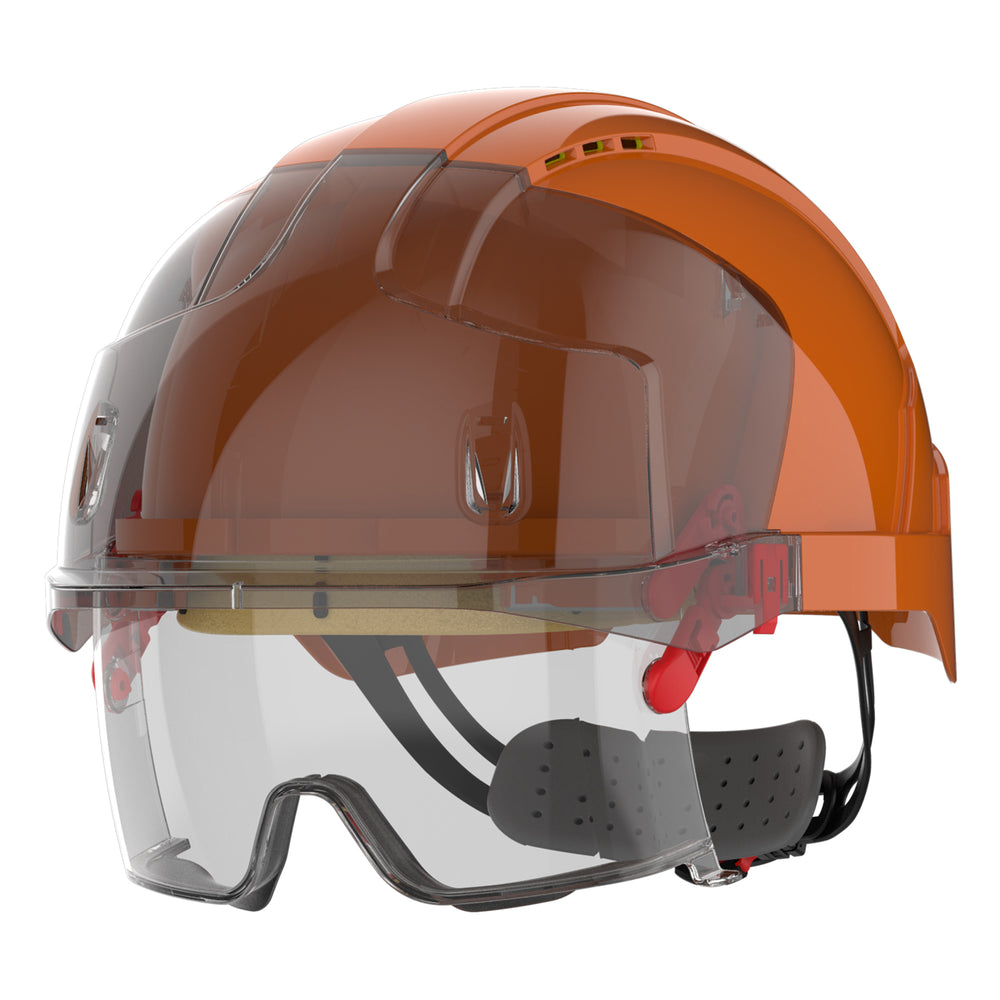 EVO® VISTAlens® Safety Helmet with Integrated Eyewear - Vented - Orange / Smoke