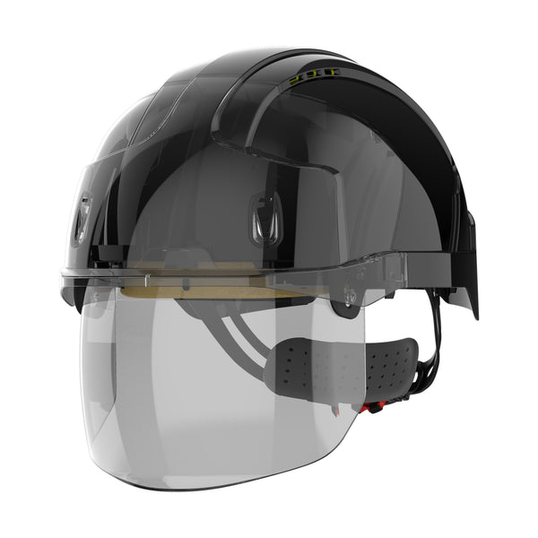 EVO® VISTAshield® Safety Helmet with Integrated Faceshield - Vented - Black / Smoke