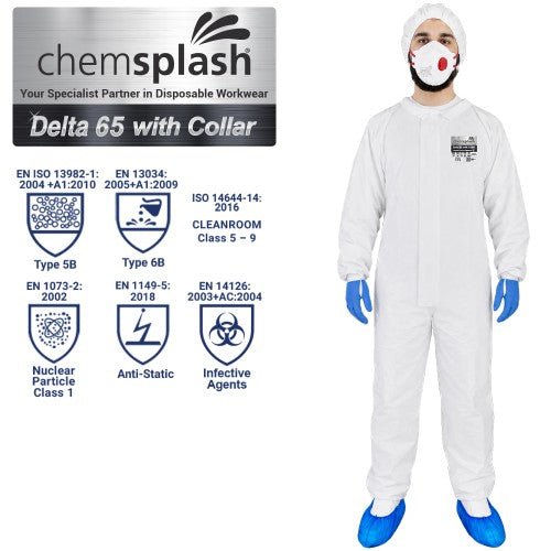 Chemsplash Delta 65 Coverall Type 5B/6B With Collar No Hood (Case of 100 units) | Northyard Safety