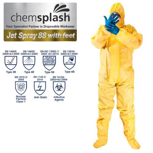 Chemsplash Jet Spray 88 Coverall with FEET Type 3B/4B 5B/6B (Case of 25 units) | Northyard Safety